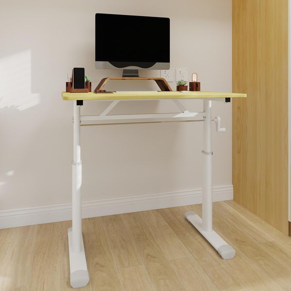 Scrivania Regolabile In Altezza Per Bambini E Adulti – 80 X 60 X 90 Cm, Beige-image