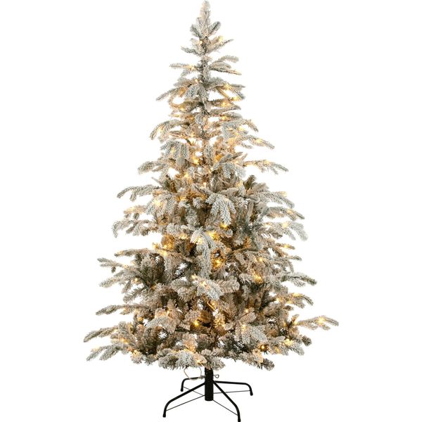 Abete Artificiale Nordmann Snowy 120Cm Innevato 521 Punte 120 Led Ignifugo-image