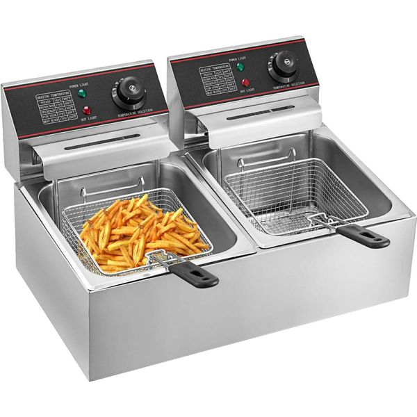 Friggitrice Elettrica, Doppia Vasca, Potenza 5000W, Tipo A (12L), Doppia Vasca-image