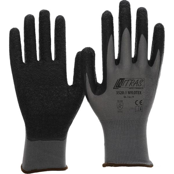 12X Nitras Nylotex, Guanti In Nylon Con Rivestimento In Lattice Misura 1| Confezione (12 Paia)-image