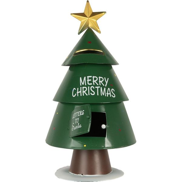 Clayre & Eef Decorazione Natalizia Cassetta Delle Lettere Ø 18X35 Cm Metallo Verde-image