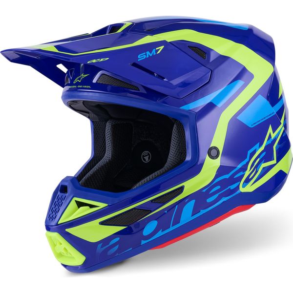 Casco Supertech S-M7 Deed, Alpinestars (Blu/Giallo Fluo, Taglia S)-image