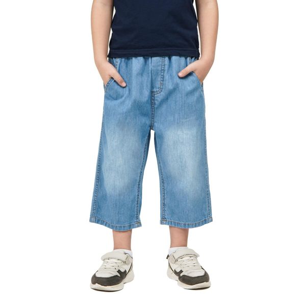 Mod Jeans | Pantaloncini Di Jeans Per Ragazzi - Modello Rybaczki - Azzurro - 100% Cotone - Taglio Comodo Taglia 128, Weike 8 Anni-image