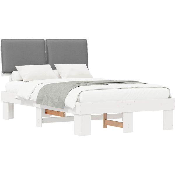 Syfax™ Letto Con Testiera Rivestita Grigio Chiaro 120 X 200 Cm-image