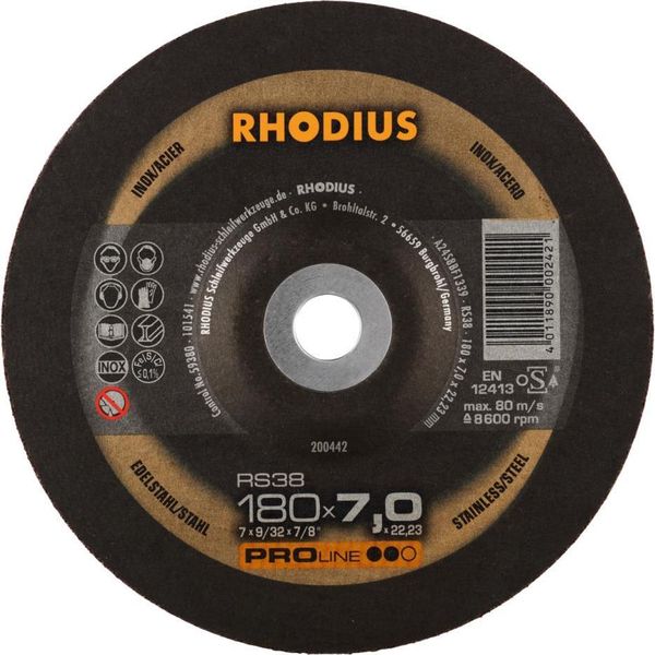 Disco Da Sbavo Rhodius Rs 38 180X7.0X22.23Mm Acciaio Inox Proline - 200442-image