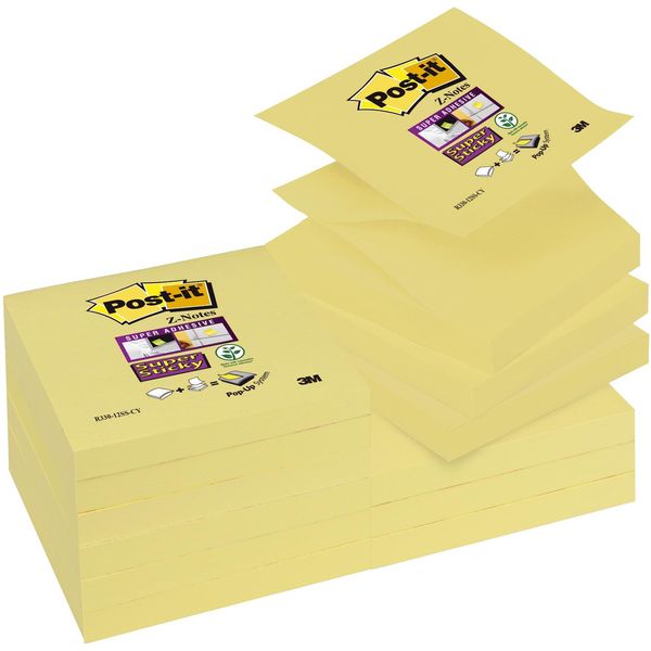 Post-It® Supersticky R33012SY Note Adesive Z-Notes, 76 X 76 Mm, Giallo Canarino, 90 Fogli-image