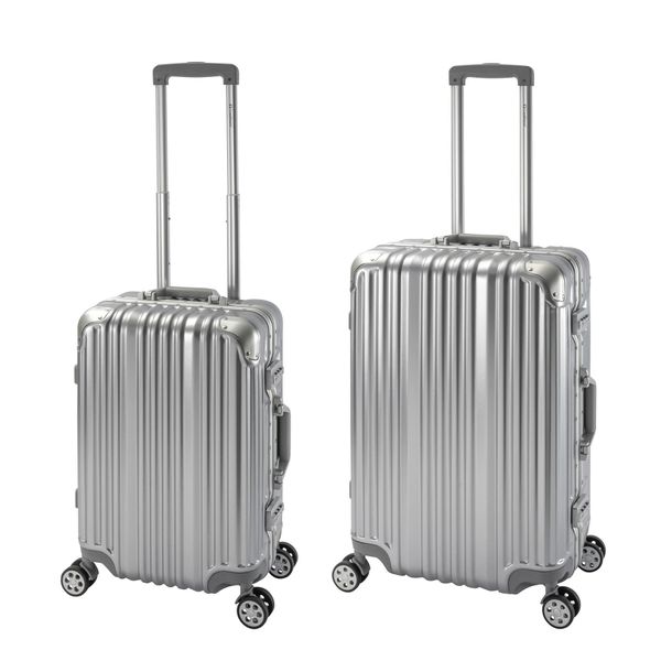 Travelhouse - Londra - Set Di Valigie 2 Pezzi | Chiusura Tsa | Guscio Rigido In Policarbonato | Telaio In Alluminio | 4 Ruote | Valigia Trolley Da Viaggio Per Le Vacanze - Set Di Valigie S+M | Argento-image