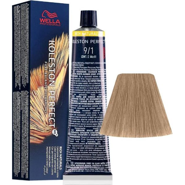 Wella Koleston Perfect Me+ Rich Naturals Colore Per Capelli 9/1 Biondo Cenere Molto Chiaro 60Ml-image