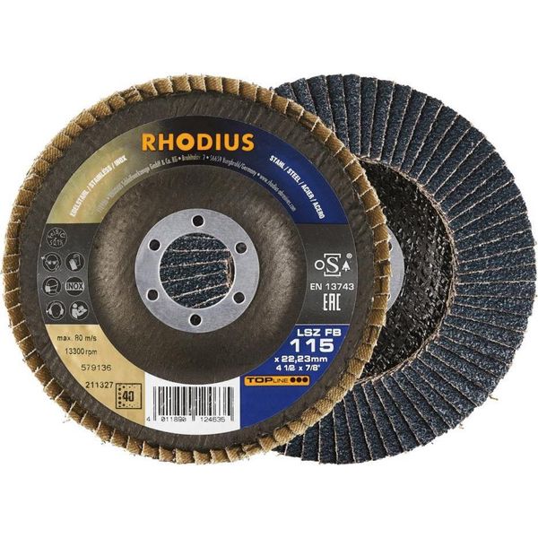 Rhodius 211327 Flap Disc Diameter 115 Mm Bore Diameter 22.23 Mm Stainless Steel, Steel 1 Pc(S)-image