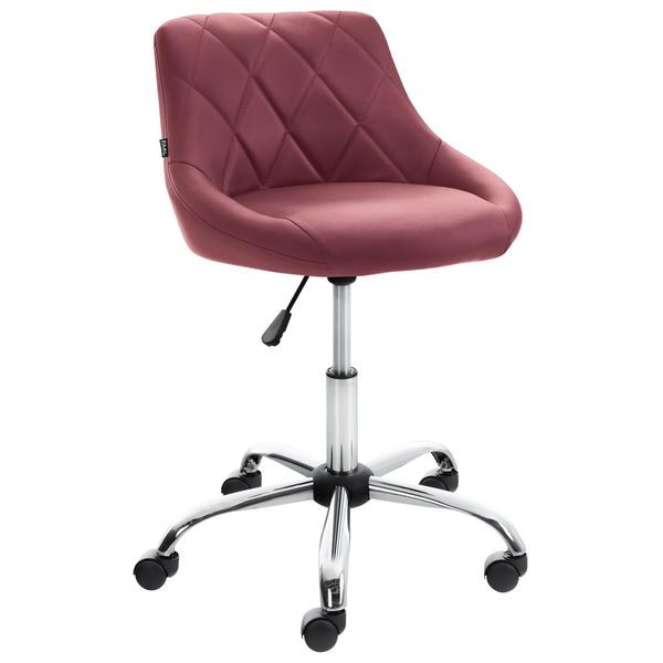 Clp Lazio Sgabello Da Lavoro Girevole Con Struttura Cromata, Ecopelle Rosso Bordeaux-image