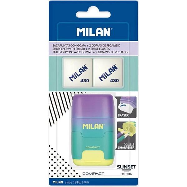 Temperino Compatto Milano Con Gomma + 2 Gomme Di Ricambio Trasparente Trasparente Taglia Unica-image