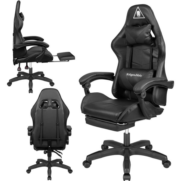 Kruger&Matz KM0790 Sedia Da Gioco Con Poggiapiedi GX-150, Nero-image