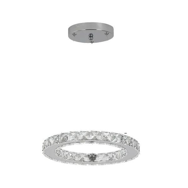 Lampada A Sospensione, Design Ad Anello Di Cristallo, Tecnologia Led Dimmerabile, 1 Anello, Bianco Freddo-image