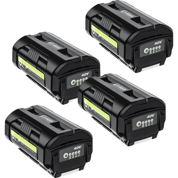 Batteria Agli Ioni Di Litio Da 40 V, Capacità 6000 Mah, Compatibile Con Diversi Modelli Ryobi, Batteria Da 4 Pezzi-image