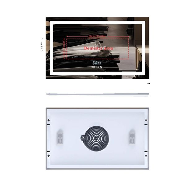 Specchio Da Bagno A Led, Altoparlante Bluetooth, Funzione Antiappannamento, Funzione Memoria, 100Cm X 60Cm-image