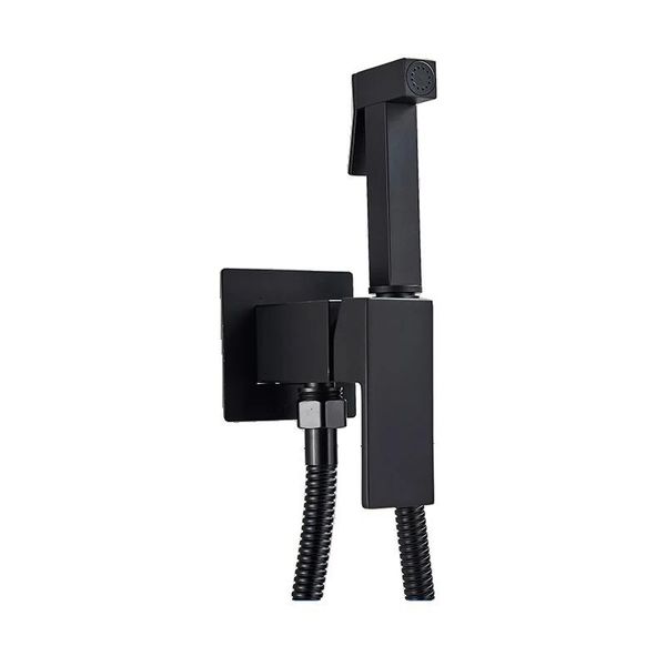 Miscelatore Igienico Per Doccia, Superficie Nera Opaca, Design A Parete, Nero Opaco-image