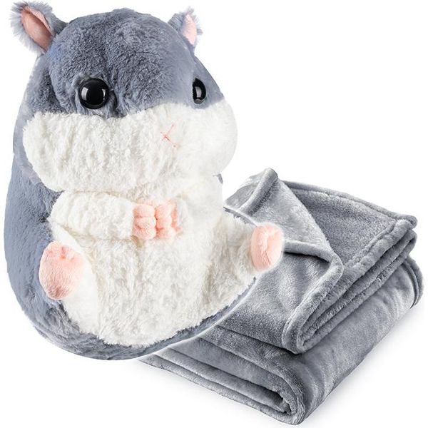 Coperta Criceto Cuscino 2In1 Accogliente Mascotte Grande Per Bambini Viaggio Peluche-image