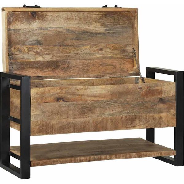 Vidaxl Contenitore Marrone 80 X 35 X 45 Cm In Legno Massiccio Di Mango-image