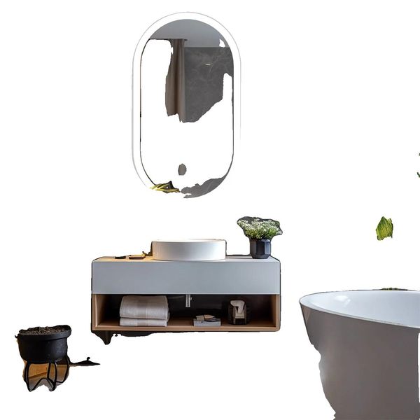 Specchio Da Bagno Smart Led Retroilluminato, Forma Ovale, Illuminazione Dimmerabile, Funzione Antiappannamento, 20X32 Pollici-image