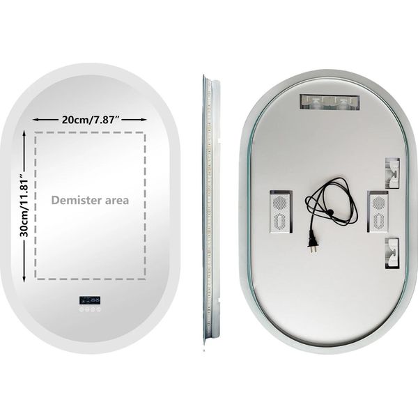 Specchio Da Bagno Ovale A Led, Altoparlante Bluetooth, Funzione Antiappannamento, 50X80Cm-image
