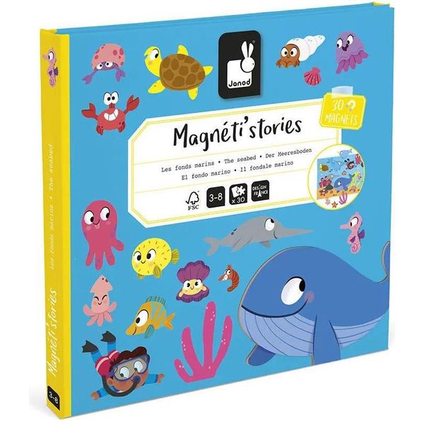 Janod Set Magnetico Animali Marini - Giocattolo Educativo Libro Magnetico Oceano Bambini-image