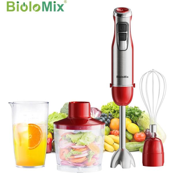 Frullatore A Mano, Multifunzione, Motore Potente, HB1200 Red, Spina Ue, 4 In 1-image
