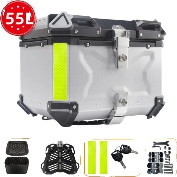 Bauletto Moto, Lega Di Alluminio, Impermeabile, Antiurto, 55L Argento-image