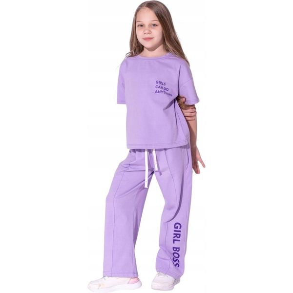 Mod Jeans| Ragazze Set 2 Pezzi - Viola - Cotone - Comodo Ed Elegante - Ideale Per La Scuola E Il Tempo Libero Taglia 128, Età 8 Anni-image