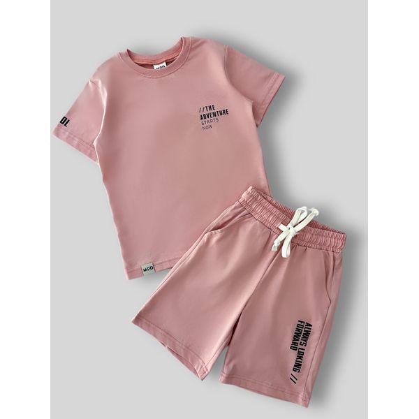 Mod Jeans | Completo Estivo Per Bambini - Maglietta E Pantaloncini - Rosa - 100% Cotone - Comodo E Traspirante Taglia 110, Età 5 Anni-image