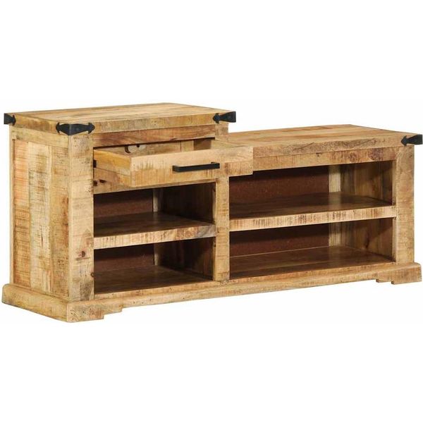 Syfax™ Panchina Con Cassetto Marrone 110 X 35 X 50 Cm Mango Grezzo-image