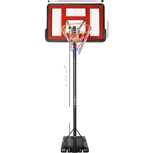 Canestro Da Basket, Altezza Regolabile, Design Resistente, Rosso-image
