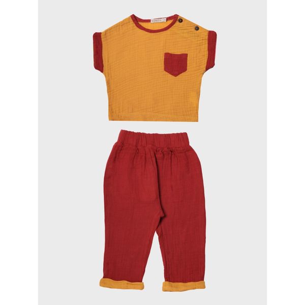 Bonito | Set Completo T-Shirt E Pantaloncini - Cotone 74 - Rosso - Comodo E Alla Moda Per Ragazzi-image
