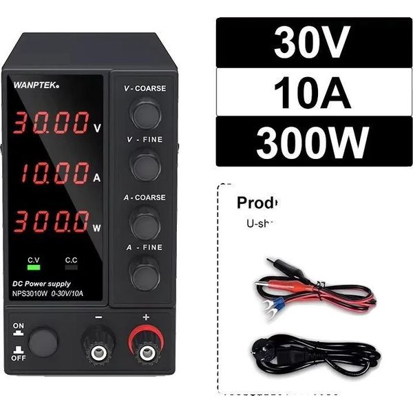 Alimentatore Da Laboratorio, Regolazione Della Tensione Regolabile, Display Digitale, 4 Cifre 30V 10A, Spina 220V Eu-image