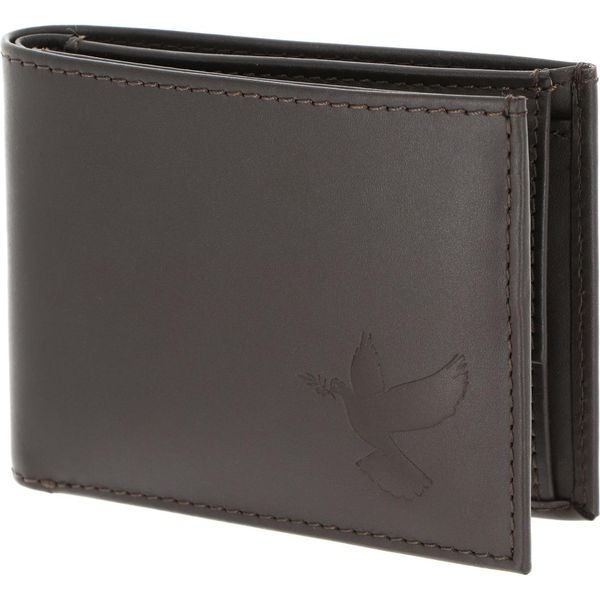 Oxmox Pelle Portafoglio Leather Rfid Protect PocketböRse Freedom Pigeon Embossed Brown Marrone Scuro-image