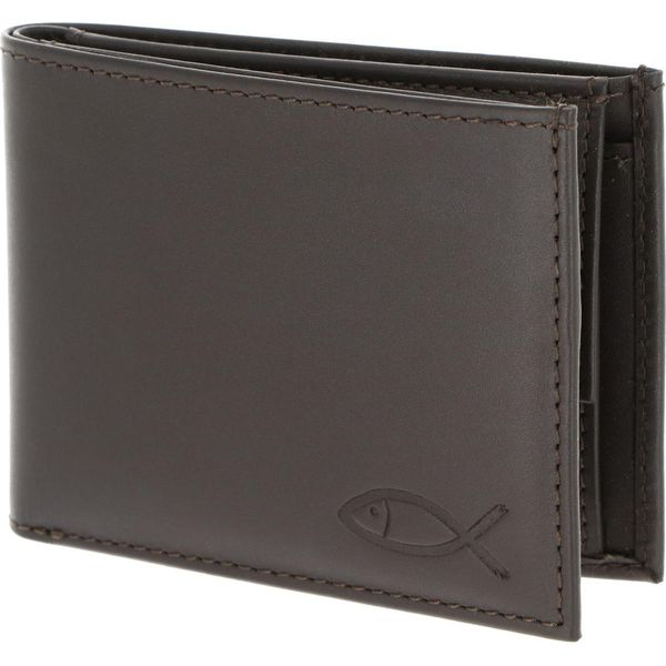 Oxmox Pelle Portafoglio Leather Rfid Protect PocketböRse Freedom Fish Embossed Brown Marrone Scuro-image