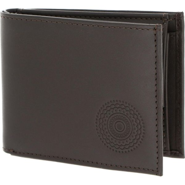 Oxmox Pelle Portafoglio Leather Rfid Protect PocketböRse Circle Bloom Embossed Brown Marrone Scuro-image