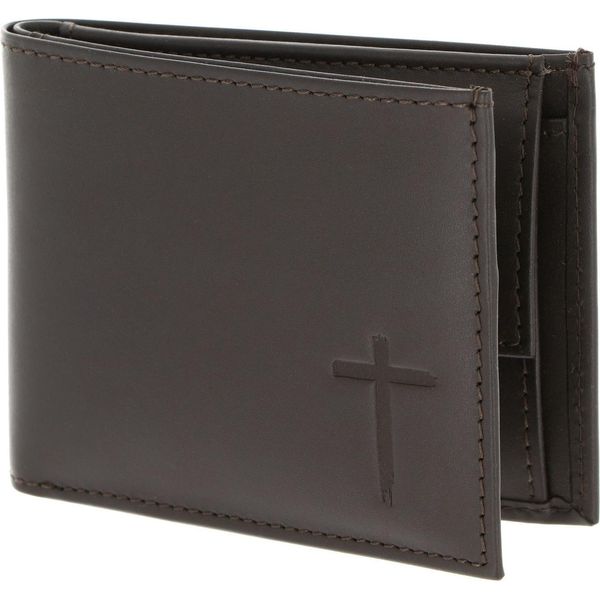 Oxmox Pelle Portafoglio Leather Rfid Protect PocketböRse Freedom Cross Embossed Brown Marrone Scuro-image