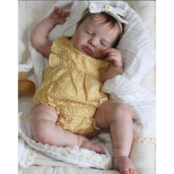 Bambola Reborn Girl - Bambola Reborn Di 48 Cm, Bambola Neonata Realistica, Corpo Mobile In Vinile, Ragazza, Come Un Bambino Vero, Con Set Di Alimentazione, Regalo (Giallo)-image