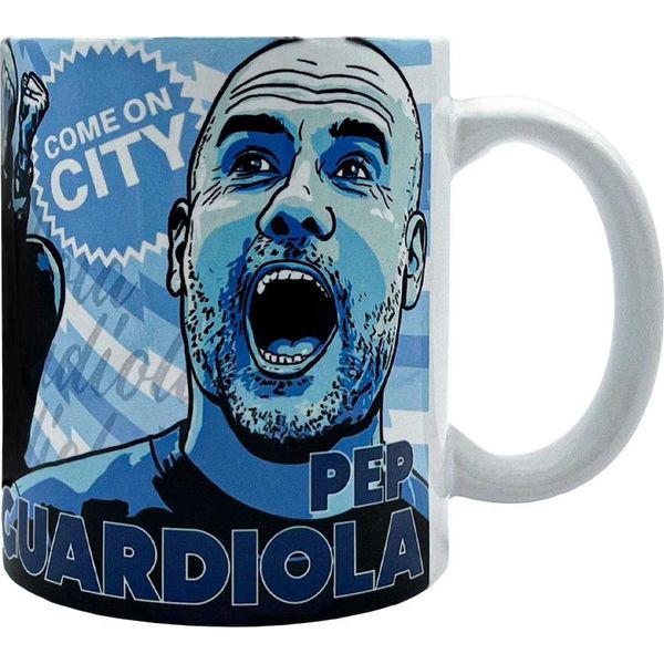 Tazza Da Caffè Manchester United Fc - "Pep Guardiola"", Ceramica, 312 Ml GF575 (Taglia Unica) (Blu/Bianco)"-image