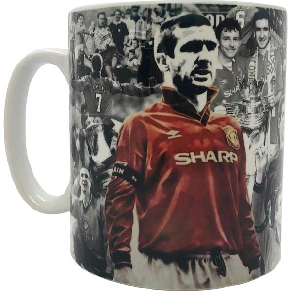 Manchester United Fc - Tazza Da Caffè "Eric Cantona"", Foto Del Giocatore, Ceramica, 312Ml GF591 (Taglia Unica) (Bianco/Grigio/Rosso)"-image