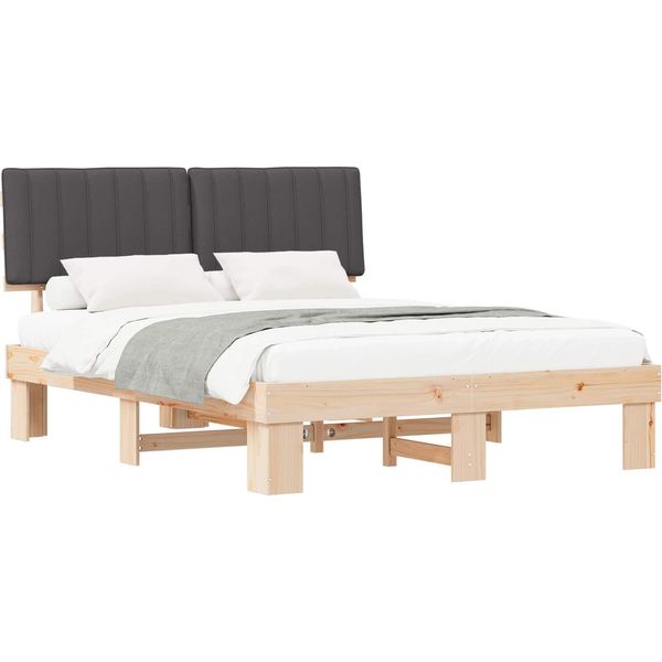 Vidaxl Struttura Letto Con Testiera Imbottita Grigio Scuro 150 X 200 Cm-image