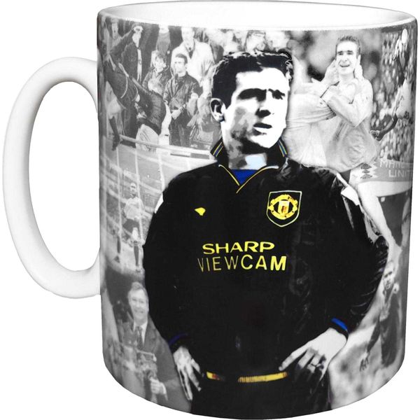 Manchester United Fc - Tazza Da Caffè "Eric Cantona"", Ceramica, 312 Ml GF587 (Taglia Unica) (Nero/Bianco)"-image