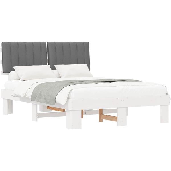 Vidaxl Struttura Letto Con Testiera Imbottita Grigio Chiaro 135 X 190 Cm-image