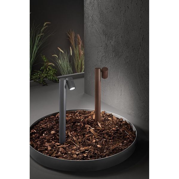 Pull - Paletto Da Giardino Con Lampadina 1Xe27 Max 35W IP65, Alluminio Verniciato, Paletto Da Esterno, Corten - Perenz-image