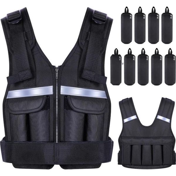 Inf Gilet Zavorrato Regolabile Per Allenamento Fitness Con 9 Sacchi Di Sabbia-image