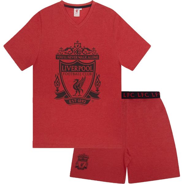 Liverpool Fc - Pigiama Con Pantaloncini Da Uomo GF707 (M) (Rosso Screziato)-image