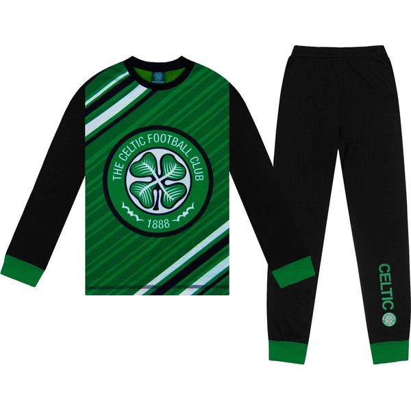 Celtic Fc - Pigiama Con Pantaloni Lunghi Per Bambino, Maniche Lunghe GF995 (116) (Verde/Nero)-image