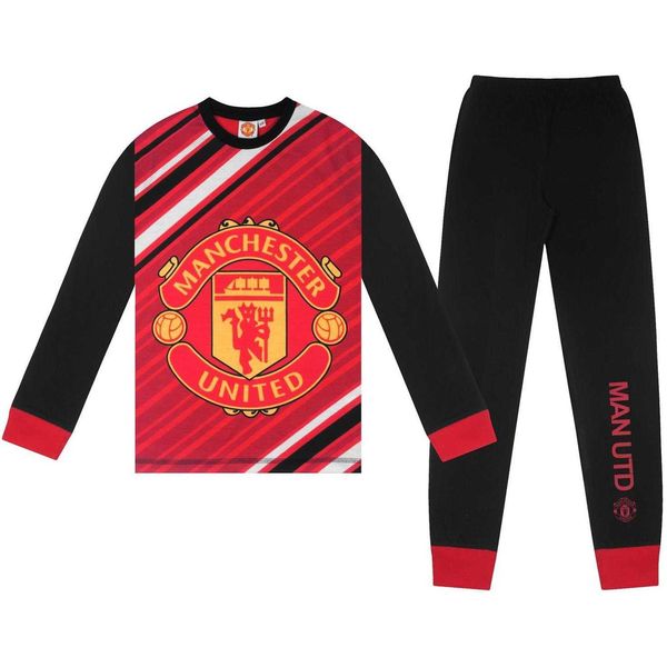 Manchester United Fc - Pigiama Con Pantaloni Lunghi Per Ragazzi GF830 (158-164) (Rosso/Nero)-image