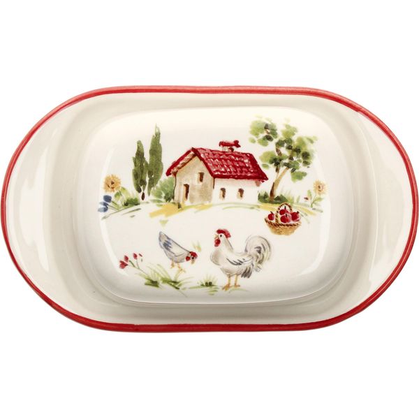 Mambocat Fattoria Portaburro Con Coperchio In Ceramica Con Decoro Casalingo-image