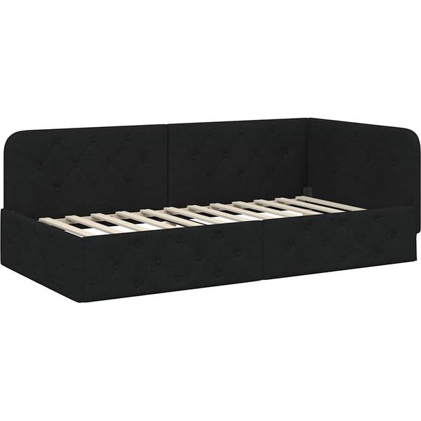 Vidaxl Struttura Letto Ad Angolo Con Testiera Nera 100 X 200 Cm In Tessuto-image
